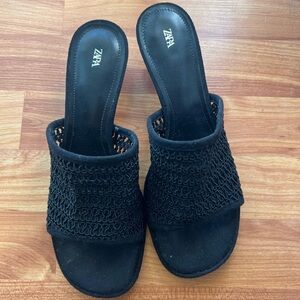 Zara Black Mesh Mules for Women